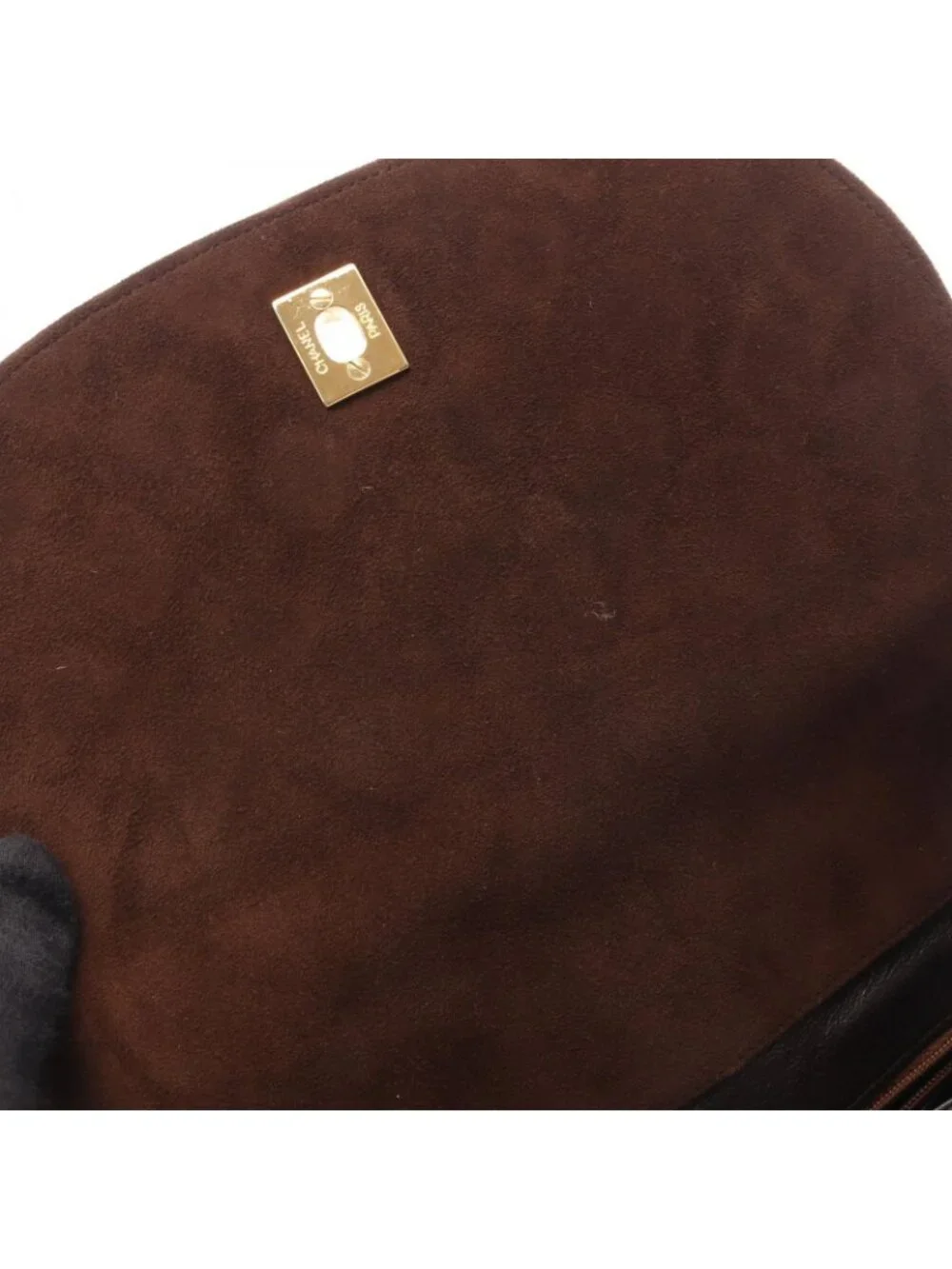 Chanel Shoulder Bag Quilted Dark Brown Suede